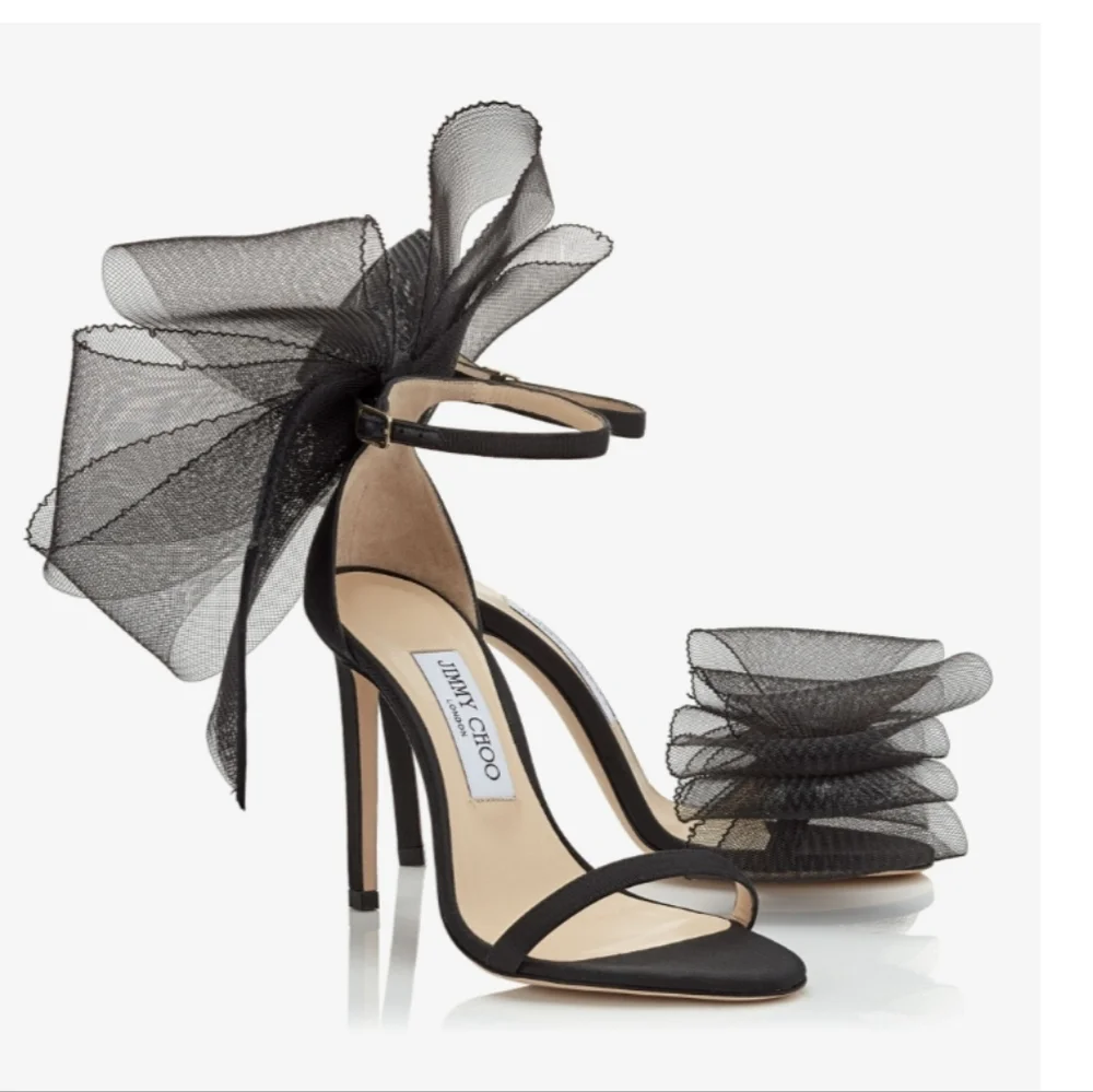 Jimmy Choo Aveline 100 Bow Ankle Strap Sandals Heels Size 40.5/10.5 - Picture 8 of 16